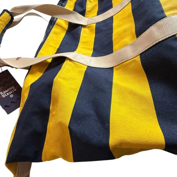 NEW!! Rowing Blazers Target Rugby Stripe Preppy Weekender Yellow Blue Duffel Bag - Picture 12 of 16